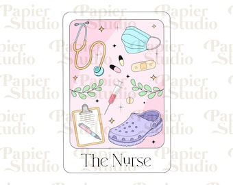 The NURSE PNG SVG, Design for TarotCard, Stickers, Libbey Cup, Tote Bags, Nurse clipart, Cute sticker Design, Nurse quote, Nurse sublimation