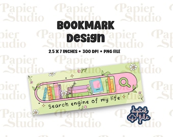 BOOKISH Bookmark Design, PNG File, Aesthetic printed bookmark, Cute Book mark, Printable bookmark for Commercial use