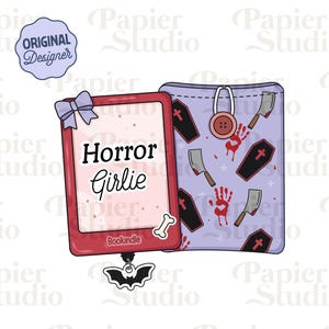 Horror & True Crime Girlie PNG SVG, Bookish clipart, Designs for Stickers, Aesthetic for Book Lovers, Commercial Use, Kindle Girly Png
