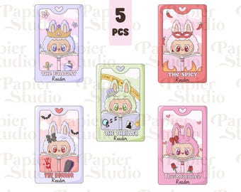 Trinket Bookish Tarot Card Bundle PNG SVG, Cute Bookish clipart, Designs for Stickers, Booklover png, Commercial Use Trendy for Book Lovers