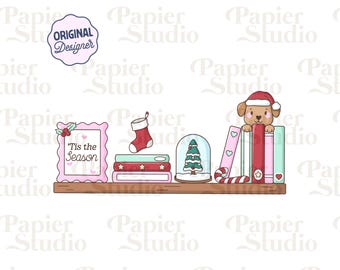 Tis The Season Christmas Bookshelf PNG SVG, Cute Bookish Christmas clipart, Winter Designs for Stickers, Commercial Use Winter Christmas Png