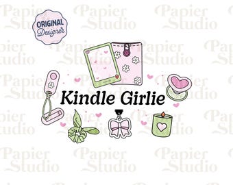Kindle Girlie PNG SVG, Cute Bookish clipart, Designs for Stickers, Booklover Bookmark, Commercial Use, Trendy Aesthetic for Book Lovers