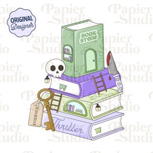 Thriller & True Crime Bookstore PNG SVG, Cute Bookish clipart, Design for Stickers, Trendy Aesthetic for Book Lover, Commercial Use Cut File