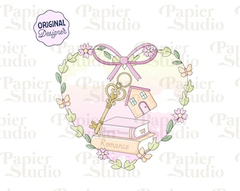 Small Town Romance Floral Frame PNG SVG, Cute Bookish Clipart, Kindle Sticker Design, Booklover Commercial Use, Romance Book Lover Design