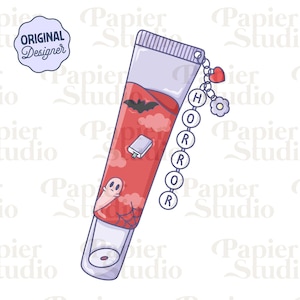 Horror Lipgloss PNG SVG, Bookish clipart, Designs for Stickers, Trendy Aesthetic for Book Lovers, Commercial Use Cut File, True Crime Png
