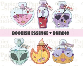 Bookish Essence Bundle PNG SVG, Trendy Bookish Clipart, Design for Stickers, Trendy Aesthetic for Book Lovers, Commercial Use Cut File Png