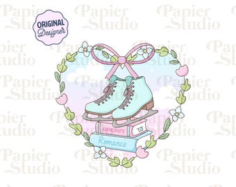Marco floral romántico de hockey PNG SVG, clipart literario moderno y atractivo, diseño de calcomanía para Kindle, uso comercial para amantes de los libros, diseño para amantes de los libros románticos