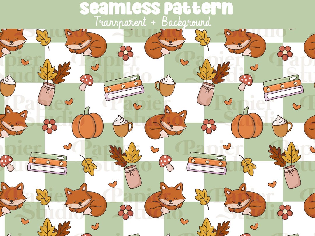 Fall Pumpkin Seamless Pattern PNG, Cute Bookish Fall Seamlessely ...