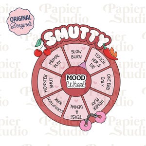 Smutty Mood Wheel PNG SVG, Cute Bookish clipart, Design for Stickers, Spicy books png, Trendy Aesthetic for Book Lover, Commercial Use