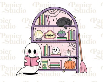 Lindo fantasma LECTURA PNG SVG, Bookish png, Bookish clipart, Diseños para pegatinas, Marcadores, Camisas, Tazas y llaveros Libbey, Halloween png