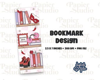 Spicy Bookshelf Bookmark Design, PNG File, Aesthetic Smutty bookmark, Cute Book mark, Printable bookmark for Commercial use, Spicy bookmark
