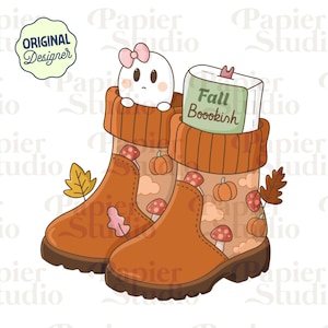 Fall Bookish PNG SVG, Cute Fall Bookish Designs for Stickers, Booklover Clipart, Commercial Use Cut File, Trendy Autumnal for Book Lovers