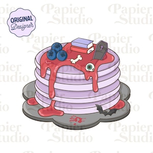 Horror Pancake PNG SVG, Bookish clipart, Designs for Stickers, Trendy Aesthetic for Book Lovers, Commercial Use Cut File, True Crime Png