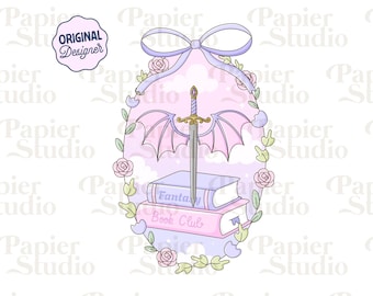 Dragon Fantasy Coquett Frame PNG SVG, Bookish clipart, Cute Fourth Wing Dragon png, Designs for Stickers, Trendy Commercial Use, Book Lovers