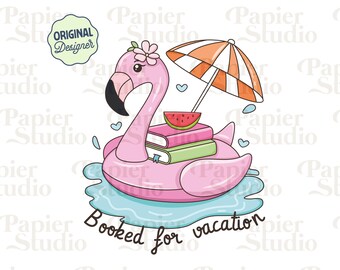 Booked For Vacation PNG SVG, Cute Bookish clipart, Designs for Stickers, Booklover png, Commercial Use, Trendy Aesthetic for Book Lovers