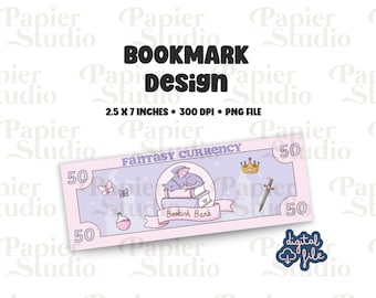 Dragons Fantasy Currency Bookmark Design, Aesthetic printed bookmark, Fantasy Dragon png Book mark, Printable bookmark, Commercial use Png