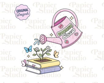 BOOKISH Bloom PNG SVG, clipart lindo de libros, diseños para pegatinas, PNG para amantes de los libros, archivo de corte para uso comercial, estética moderna para amantes de los libros