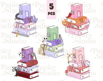 Bookish Bookstore Bundle PNG SVG, Trendy Bookish Clipart, Design for Stickers, Trendy Aesthetic for Book Lovers, Bookish Commercial Use Png