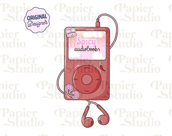 Spicy Audiobook Ipod PNG SVG, Trendy Bookish Clipart, Design for Stickers, Trendy Aesthetic for Book Lovers, Commercial Use Cut File