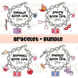 BOOKISH Bracelet Bundle PNG SVG, Trendy Cute Bookish Clipart, Design for Stickers, Bookmarks, Shirts, Cups, Mug & Keychains, Commercial Use