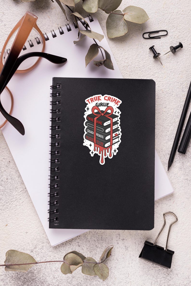 True Crime Girlie PNG SVG, Bookish clipart, Designs for Stickers, Trendy Aesthetic for Book Lovers, Commercial Use, True Crime png Designs image 4