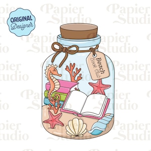 Summer Beach Book Club PNG SVG, Cute Bookish clipart, Designs for Stickers, Booklover png, Commercial Use, Trendy Aesthetic for Book Lovers