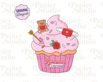 Romance Cupcake PNG SVG, Cute Trendy Romance Bookish Clipart, Kindle Sticker Design, Commercial Use Cut File, Booklover Artsi Designs Png