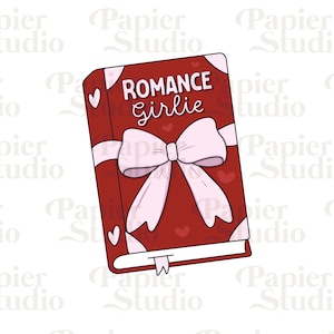 ROMANCE Girlie PNG SVG, słodkie modne cliparty książkowe, projekt naklejki Kindle, plik do cięcia komercyjnego Booklover, projekty miłośników książek romansowych
