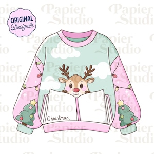 Winter Christmas Sweater PNG SVG, Cute Pink Bookish Christmas clipart, Winter Designs for Stickers, Commercial Use, Coquette Christmas