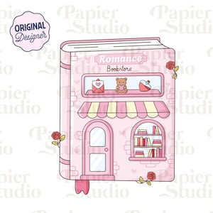 Romance Bookstore PNG SVG, Cute Trendy Bookish Clipart, Kindle Sticker Design, Booklover Commercial Use Cut File, Romance Book Lover Design