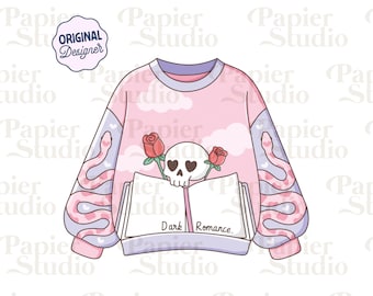 Dark Romance Sweater PNG SVG, Cute Trendy Bookish Clipart, Kindle Sticker Design, Booklover Commercial Use, Darkromance Book Lover Design
