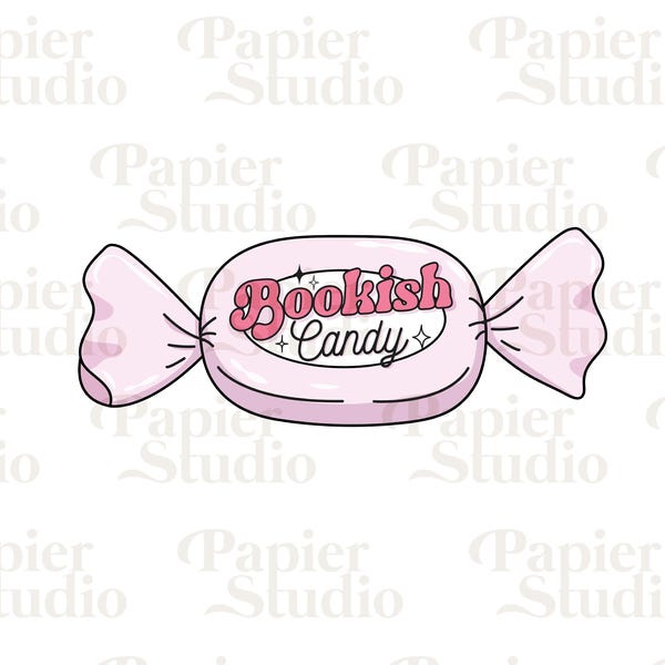 BOOKISH Candy PNG SVG, Cute Bookish clipart, Designs for Stickers, Booklover png, Commercial Use Cut File, Trendy Aesthetic for Book Lovers