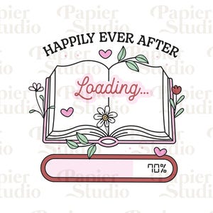 Happily Ever After PNG SVG, słodkie modne romanse książkowe Clipart, projekt naklejki Kindle, komercyjne użycie pliku Cut Estetyka dla miłośników książek