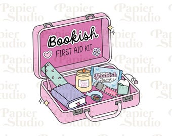 BOOKISH Kit PNG SVG, Cute Bookish clipart, Designs for Stickers, Booklover png, Commercial Use Cut File, Trendy Aesthetic for Book Lovers