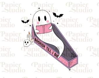 Bookish hasta que muera PNG SVG, Bookish png, Bookish clipart, Diseños para pegatinas, Bookish Clipart, Linda lectura de fantasmas, Halloween otoño clipart