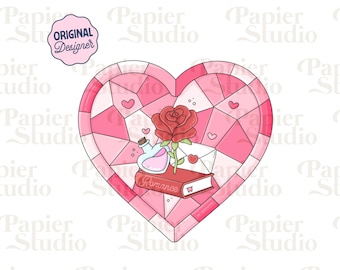 Romance Stained Glass PNG SVG, Trendy Bookish Clipart, Kindle Sticker Design, Booklover Commercial Use Cut File, Romance Book Lover Design