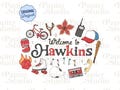 Welcome to Hawkins PNG SVG, Cute Bookish Bear Clipart, Horror Designs for Stickers, Commercial Use, Fantasy Book Club png, Hawkins png product logo
