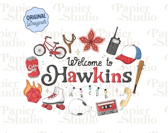 Welcome to Hawkins PNG SVG, Cute Bookish Bear Clipart, Horror Designs for Stickers, Commercial Use, Fantasy Book Club png, Hawkins png