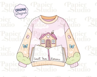 Small Town Romance Sweater PNG SVG, Cute Trendy Bookish Clipart, Kindle Sticker Design, Booklover Commercial Use, Romance Book Lover Design
