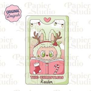 Bookish Christmas Tarot Card PNG SVG, Cute Bookish Christmas clipart, Xmas Designs for Stickers, Trendy Booklover for Commercial Use Png Svg