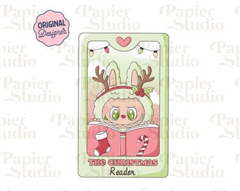 Carta dei Tarocchi di Natale libresca PNG SVG, carina clipart di Natale libresca, disegni natalizi per adesivi, amante dei libri alla moda per uso commerciale PNG SVG