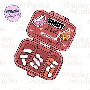 ROMANCE Pill Box PNG SVG, słodkie modne cliparty książkowe, projekt naklejki Kindle, plik do cięcia Booklover Commercial Use, projekt miłośników książek romansowych
