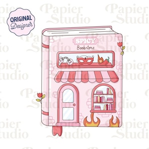 Spicy Smut Bookstore PNG SVG, Cute Bookish clipart, Design for Stickers, Spicy books png, Trendy Aesthetic for Book Lover, Commercial Use