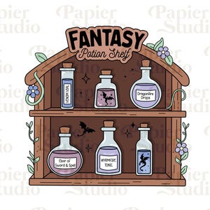 Fantasy Potion PNG SVG, Trendy Bookish clipart, Cute Fourth Wing Dragon png, Designs for Stickers, Bookmarks, Artsy Commercial Use