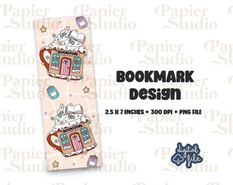 Winter BOOKSTORE Bookmark Design, PNG File, Aesthetic printed bookmark, Cute Book mark, Printable bookmark for Commercial use