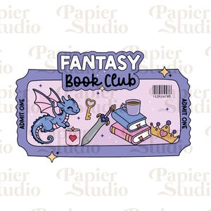 FANTASY Book Club PNG SVG, Trendy Bookish clipart, Cute Fantasy Fourth Wing Dragon png, Designs for Stickers, Artsy Commercial Use File Cut