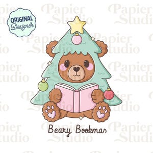Bookish Christmas Teddy Bear PNG SVG, Cute Bookish Christmas clipart, Winter Designs for Stickers, Commercial Use, Pink Coquette Christmas