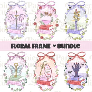 Bücherwurm Blumenrahmen Bundle PNG SVG, Trendige Bücherwurm Clipart, Design für Aufkleber, trendige Ästhetik für Buchliebhaber, Bücherwurm kommerzielle Nutzung