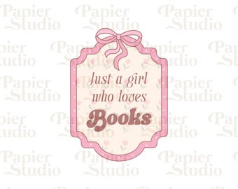 Bara en tjej som älskar böcker PNG SVG, trendig boklig clipart, söt bokälskare Kindle-tjej png, design för klistermärken, konstnärlig kommersiell användning