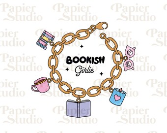 BOOKISH Girlie PNG SVG, Bookish png, Bookish clipart, Designs for Stickers, Bookmarks, Shirts, Libbey Cups & Keychains, Cute Artsy Design